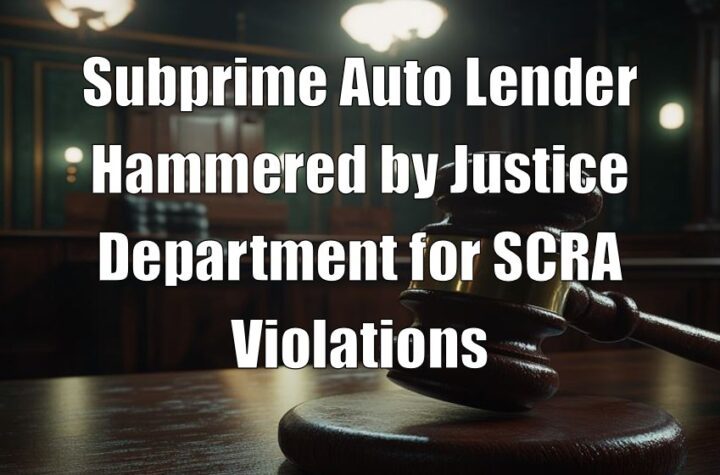 Subprime Auto Lender Hammered by Justice Department for SCRA Violations