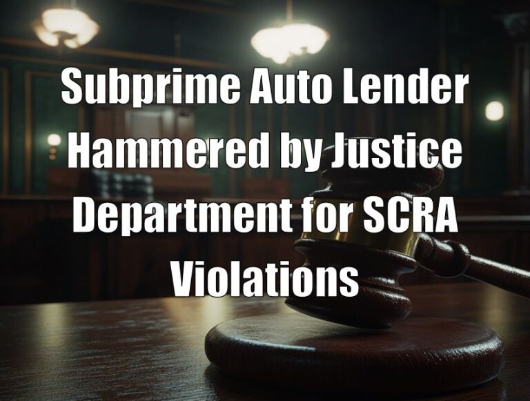 Scra Example Subprime Auto Lender Hammered by Justice Department for SCRA Violations ...
