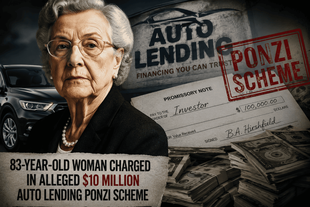 Feds Charge 83-Year-Old Woman in Alleged $10 Million Auto Lending Ponzi Scheme
