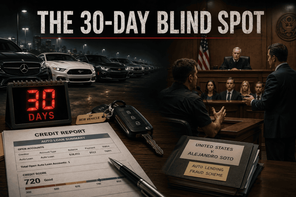 The 30-Day Blind Spot: How Straw Buyers Financed Nearly 100 Cars Before Lenders Could See Them Coming